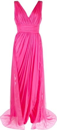 Alberta Ferretti draped tulle silk gown - women - Silk - 40 - Pink