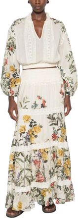Alice & Olivia Overhemden, Dames, Veelkleurig, L, Top met kanten rand en ruches, V-hals, cropped