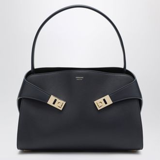 Ferragamo Navy blue Hug Soft M handbag in leather