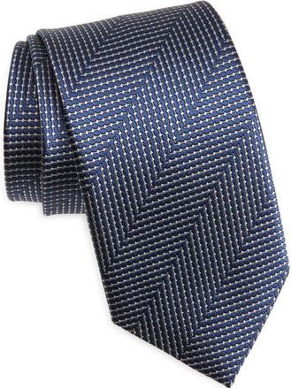 David Donahue Silk Stripe Tie in Navy at Nordstrom