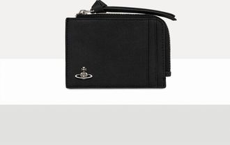 Vivienne Westwood Card Holder With Zip Supple Leather Black-dark-silver One Size Unisex