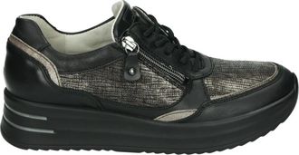 Waldl&auml;ufer Sportieve Lage Schoenen Zwart Dessin - Dames - Sneakers - Zwart - 41 EU - Leer - Schoenen