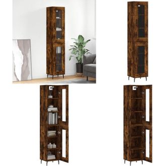 vidaXL Credenza Rovere Fumo 34,5x34x180 cm in Legno Multistrato - Credenza in legno multistrato - Credenza in legno fumo