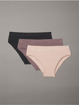Calvin Klein Womens Bonded Flex 3-Pack Mid Rise Bikini - Multi - XS