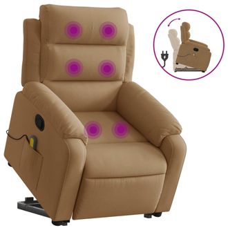 vidaXL Sill&oacute;n Reclinable De Masaje Elevable Terciopelo Marr&oacute;n Vidaxl