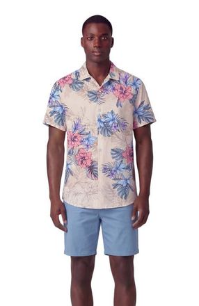 Lords of Harlech Exotic Floral Mens Linen Printed Shirt in Exotic Floral Natural at Nordstrom, Size Xx-Large