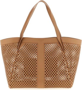 Twinset Tassen, Dames, Bruin, ONE Size, Leer, Openwork Leren Shopper