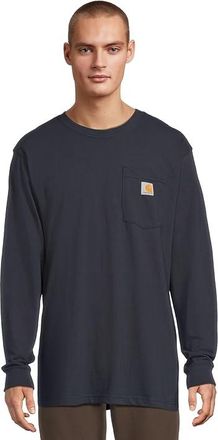 Carhartt Work in Progress Workwear Pocket Long Sleeves T-Shirts Mens Long Sleeve Pullover Navy : 2XL (Reg), Cotton/Jersey/Polyester