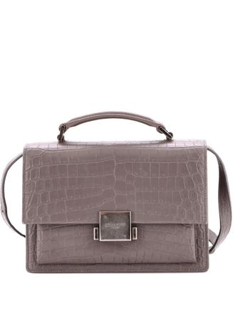 Saint Laurent Bellechasse Crocodile Embossed Leather Medium satchel - women - Calf Leather - One Size - Grey