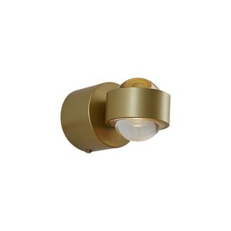 QAZQA Dise&ntilde;o L&aacute;mpara De Pared De Dise&ntilde;o Lat&oacute;n Con Led Ip44 - Lens Acero /vidrio Redonda Incluye Led Max. 1 X 5.5 Watt - Qazqa