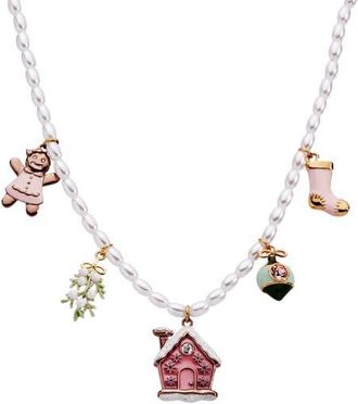 Alex and Ani Pink Christmas Beaded Charm Necklace in Gold at Nordstrom