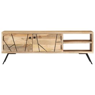 Berkfield Home TV Cabinet 110x30x40 cm Solid Mango Wood in Beige | Size: 110 x 30 x 40 cm