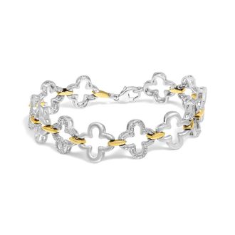 House of Brilliance 925 Two-tone Sterling Silver 1/10 Cttw Natural Round Diamond Fashion Tennis Bracelet (I-J Color, I1-I2 Clarity) - 7