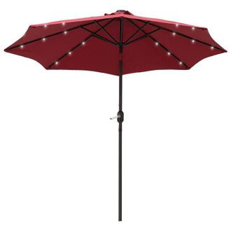 OUTSUNNY Outdoor Umbrella Parasol with LED Solar Lights - Red | TJ Hughes