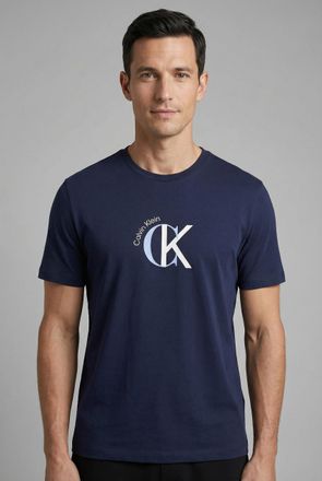 Calvin Klein Jeans T-Shirt CALVIN KLEIN JEANS, Herren, Gr. L, maritime blau, Web, Obermaterial: 100% Baumwolle, regular fit normal, Rundhals, eingesetzt abgesteppte Kant