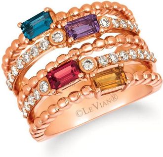 Le Vian Ladies Le Vian Mulitcolor Rings in 14K Strawberry Gold