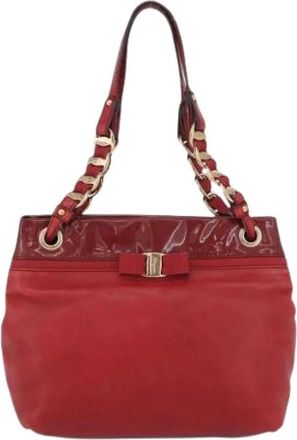 Ferragamo Pre-owned Vala tote - Dames - Vintage Schoudertas - Rood - ONE Size - Leer - Vintage