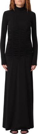Bite Studios Stijlvolle Maxi Jurk met Gerimpelde Details - Dames - Maxi kleedjes - Zwart - S - Kleedjes
