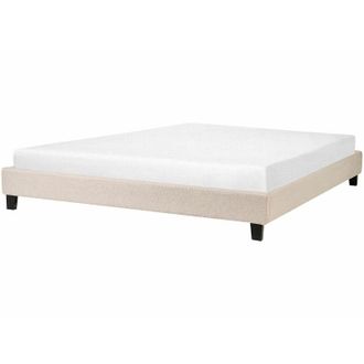 Beliani Beliani - Letto imbottito tessuto beige senza testiera rete a doghe 180 x 200 cm Roanne