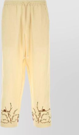 Baziszt cotton blend avian cropped shorts embroidered