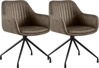 Clp Set De 2 Sillas De Comedor Novanis Gris Simil Cuero Vintage