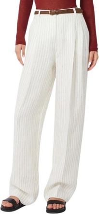 Max Mara Wijde broek - Dames - Wijde Broeken - Beige - 2XS - Broeken