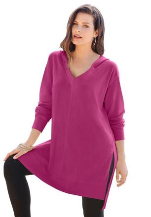 Roaman's French Terry Tunic Hoodie in Raspberry at Nordstrom, Size 28