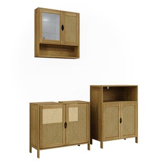 Vicco Conjunto De Muebles De Ba&ntilde;o De 3 Piezas Liora, Bamb&uacute;, 3 Partes, Vicco