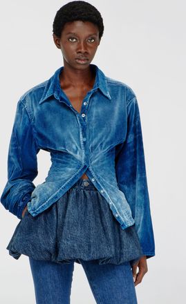 Diesel Shirt in velvet denim - Denim Shirts - Woman - Blue