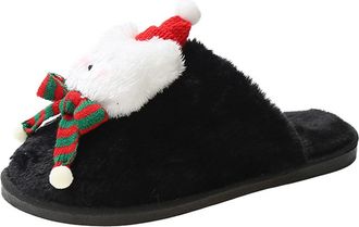 Generic Womens Fluffy Indoor Cosy Couple Slippers, Warm Winter House Shoes Soft Comfortable Plush Mule Style Cotton Footwear Slip-On Christmas Casual Home Sho