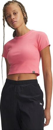 Under Armour Rival Ribbed Baby T-Shirts Womens Workout Bittersweet Pink/White : LG (US 12-14), Polyester