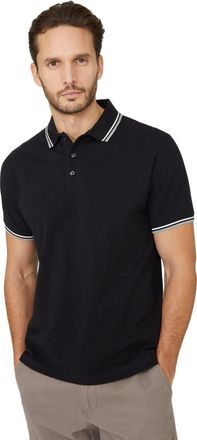 Maine Pique Tipped Polo Shirt, M, Black