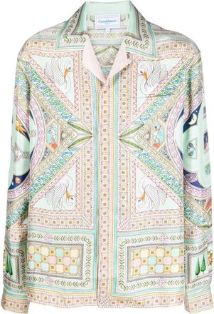 Casablanca Le Labyrinthe-print silk shirt - men - Silk - L - Neutrals