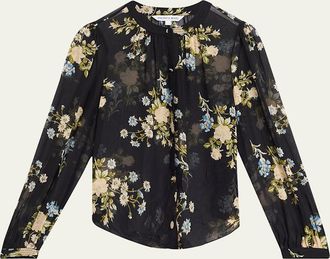 Veronica Beard Ashlynn Floral Silk Blouse