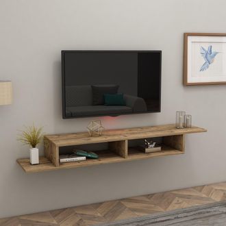 Dmora Mueble De Tv Ivrea, 2 Compartimentos, Soporta 40 Kg, Instalaci&oacute;n Suspendida, 120x30x18h Cm, Roble Marr&oacute;n