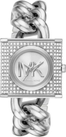 Michael Kors Mini Lock Pav&eacute; Silver-Tone Kettinghorloge - Dames - Horloges - Grijs - ONE Size - Accessoires