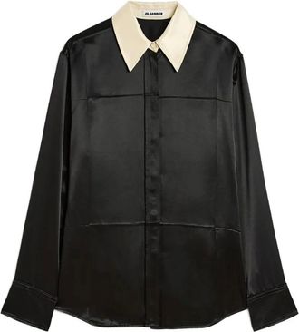 Jil Sander Fluid Satin Shirt - Dames - Blouses & Shirts - Zwart - Maat: XS Satijn