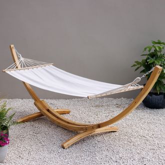 PRIMROSE Ivory Hammock with Natural Wooden Stand