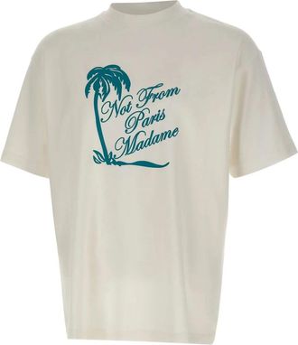 Dr&ocirc;le de Monsieur Slogan Palmiers T-shirt - Heren - T-shirts - Wit - M - Katoen - Tops
