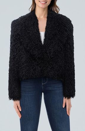L'agence Aura Cropped Faux Fur Coat in Black at Nordstrom, Size 18