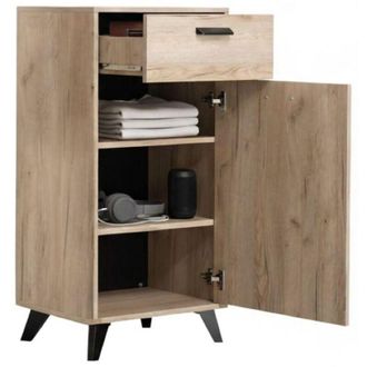 Dmora Mobile da Ingresso Sezzadio, un Cassetto, 2 Ripiani, Unanta, 53.5x35x100.5h cm Marrone Rovere