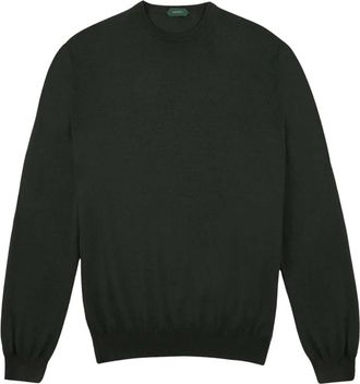Zanone Flexwool Ronde Hals Trui - Heren - Ronde hals truien - Groen - S - Wol - Truien & Vesten