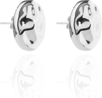 Federica Tosi Silver Rock Platinum Plated Bronze Metal Earrings