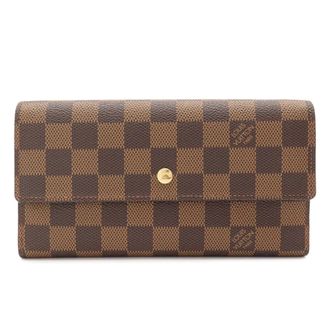 Louis Vuitton Brown Pvc Coated Canvas Long Wallet (Tri-Fold) (Pre-Owned)