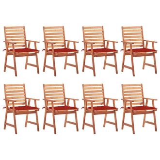 vidaXL Vidaxl - Sedie Da Pranzo Da Esterni Con Cuscini 8 Pz Massello Di Acacia