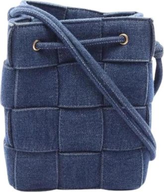 Bottega Veneta Pre-owned Denim Shoulder Bag - Dames - Vintage Tas - Blauw - ONE Size - Denim - Vintage