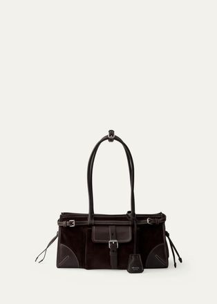 Prada Bonnie Leather-Trim Corduroy Shoulder Bag