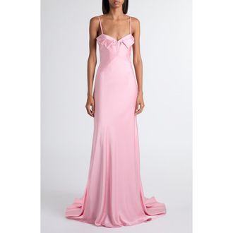 Alexander McQueen Double Silk Satin Evening Gown in Pale Pink at Nordstrom, Size 6 Us