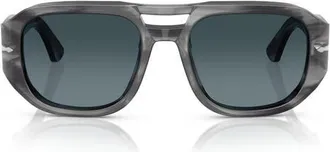 Persol Gender Inclusive Vincent 56mm Polarized Pilot Sunglasses in Striped Grey/blue at Nordstrom