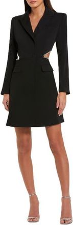 Mac Duggal Crepe Blazer Rhinestone Trim Mini Dress in Black at Nordstrom, Size 10